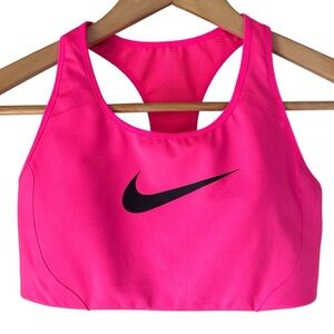 Nike sports bra hot neon pink swoosh mesh back light lined padding small workout